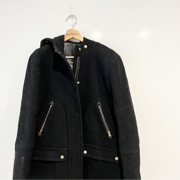 J. Crew Black Chateau Parka Italian Stadium Cloth Wool Jacket - Picture 8 of 16